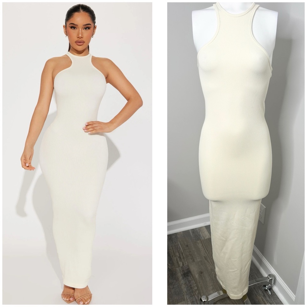 FASHION NOVA CREAM SEAMLESS MAXI DRESS - NWT- M/L
